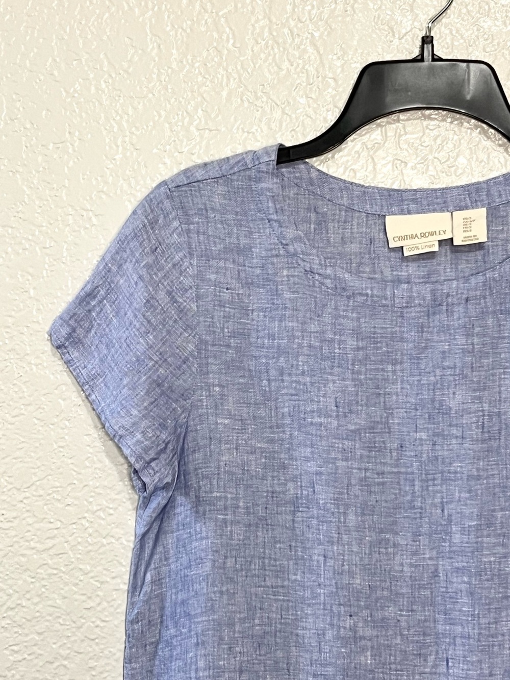 Cynthia Rowley Linen Short Sleeve Button Side Top Blue Casual Summer Blouse S - Picture 5 of 8